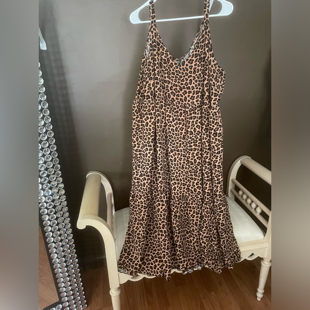 Leopard Print Tropical Escape Midi Dress By The Avenue Plus SZ 22/24
